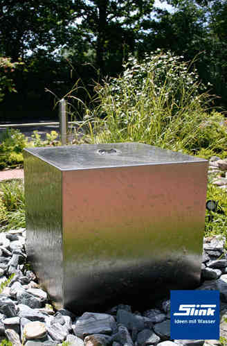 Gartenbrunnen Edelstahl Kubus 40