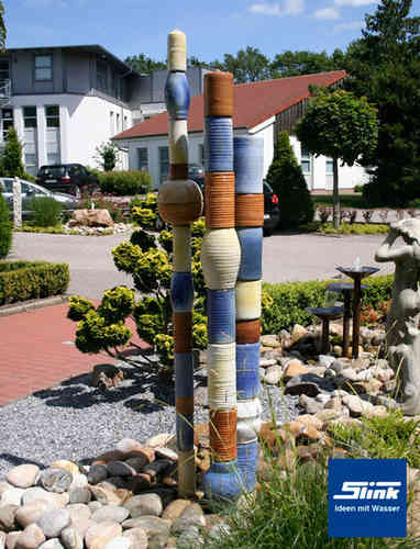 Gartenbrunnen Keramik-Säulen Trio
