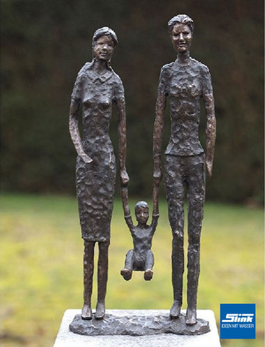 Moderne Bronzefigur für den Garten - Familie